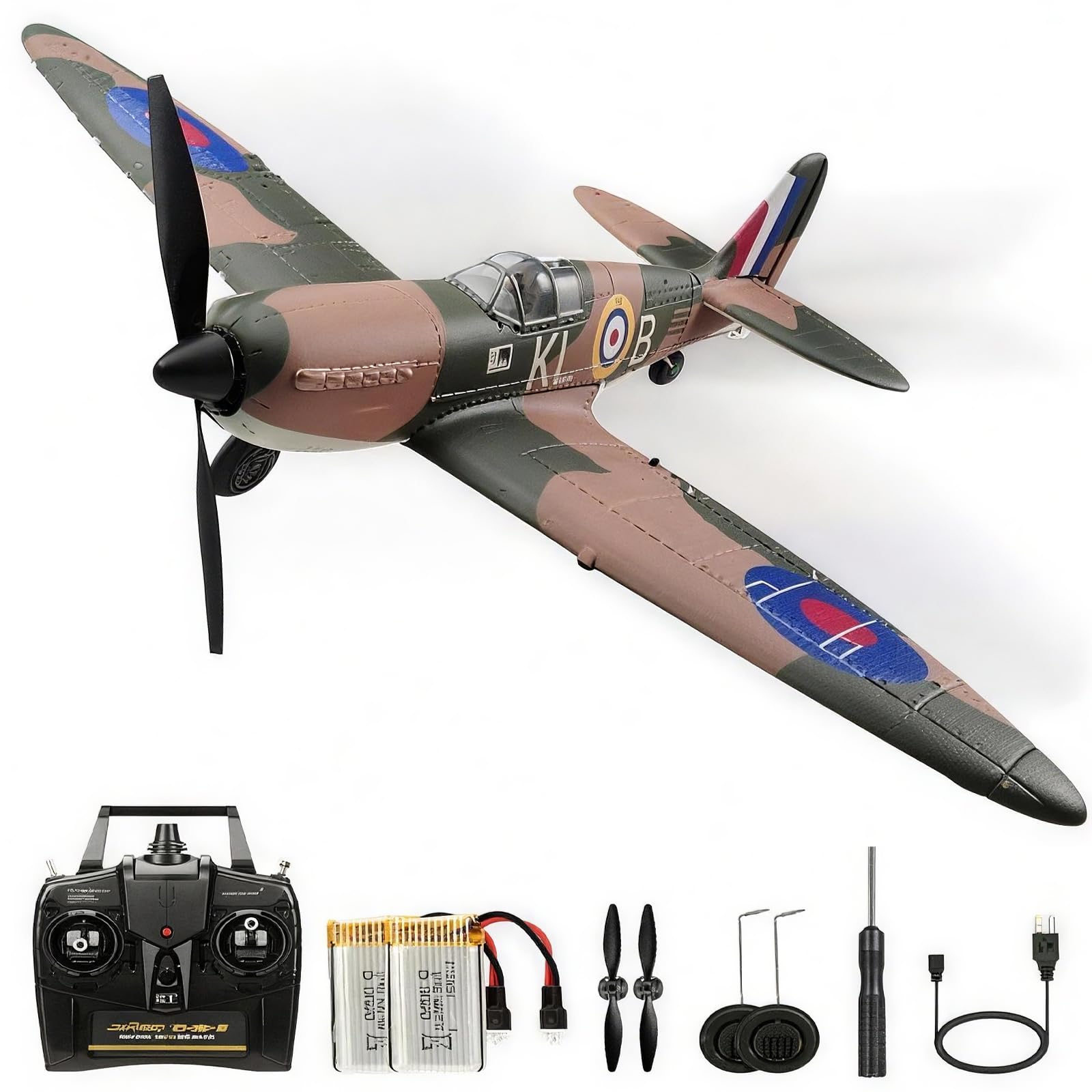 RC Plane Spitfire Fighter 2.4Ghz 4CH Remote Control Aircraft Ready